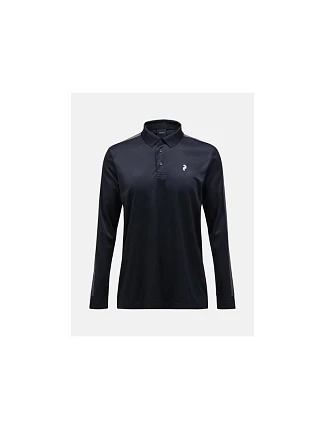 Tričko PEAK PERFORMANCE Player Longsleeve Polo Men, černé Tričko PEAK PERFORMANCE Player Longsleeve Polo Men, černé