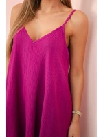 Mušelínové šaty na ramínka chrpově tmavě fialová