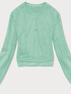 Tenká krátká dámská tepláková mikina v mátové barvě (8B938-61)