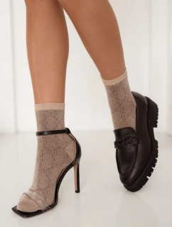 Vzorné dámské ponožky béžové