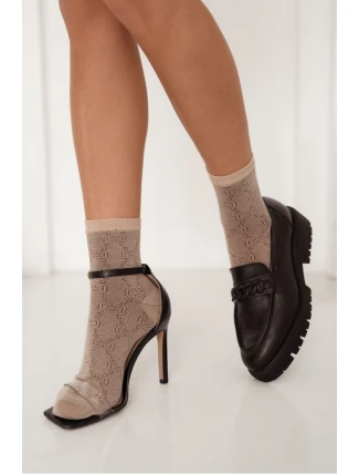 Vzorné dámské ponožky béžové