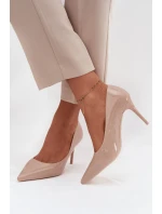 Lakované Eko Kožené Dámské Lodičky S Špičatými Nosky Béžové Jadira