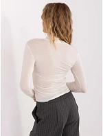 Přiléhavá halenka s rolákem z kašmírové barvy ecru (21819)