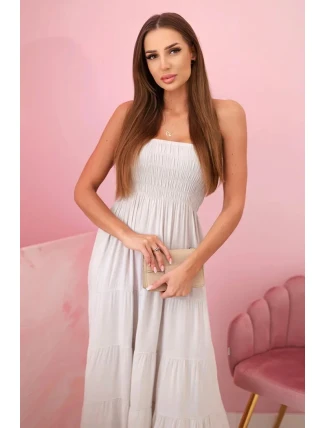 Dámské viskózové šaty s elastickým topem béžový Dámské viskózové šaty s elastickým topem béžový