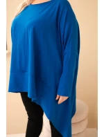 Dámská tunika Plus Size z bavlny s asymetrickým spodním lemem chaberová