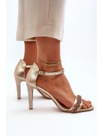 Zazoo 3328/2 Dámské Kožené Sandály Na Podpatku Zlaté Zazoo 3328/2 Dámské Kožené Sandály Na Podpatku Zlaté