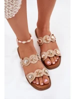 Dámské pantofle se zlatými doplňky béžové Jenoriela Dámské pantofle se zlatými doplňky béžové Jenoriela