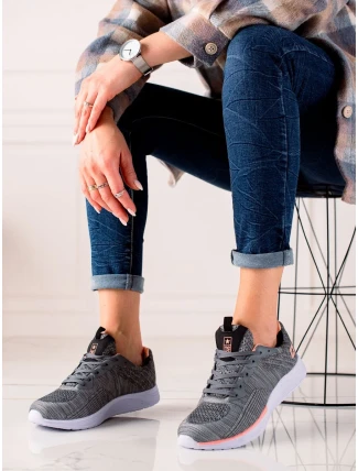 Designové šedo-stříbrné dámské tenisky bez podpatku Designové šedo-stříbrné dámské tenisky bez podpatku