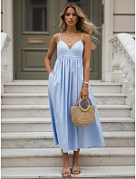 ELIENE modré bavlněné midi šaty FashionStreet EY2441