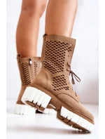 Pracovní kožené vysoké boty Nicole svetlě hnědá 2706