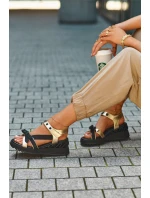 Dámské Sandály S Mašlí D&A CR956 Zlaté