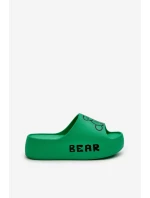 Dámské pěnové žabky na masivní podrážce s medvídkem Zelené Lamira