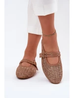 Baleríny S Pletením A Pásky Khaki Partheda Baleríny S Pletením A Pásky Khaki Partheda