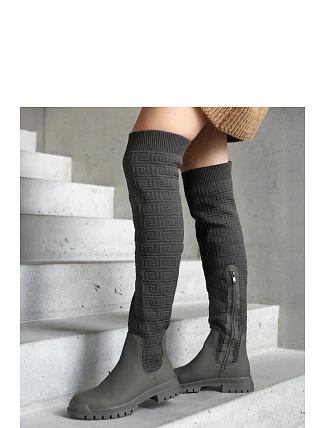 Dámské kombinované kozačky 68140 zelené - Solea