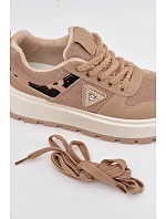 Dámské boty na platformě A209 béžové - Sweet Shoes