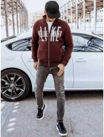 Pánská mikina na zip s potiskem bordó FashionStreet BX5410