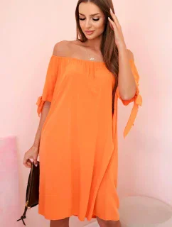 Dámské viskózové šaty s vázáním na rukávech oranžové