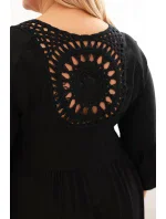 Dámské viskózové šaty Plus Size s ažurovou ozdobou černá