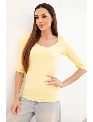 Halenka kulatý výstřih žlutá Halenka kulatý výstřih žlutá