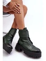 Kůže Dámské Botky Workery Zelené Lemar Anceria Kůže Dámské Botky Workery Zelené Lemar Anceria