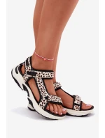 Dámské sandály na suchý zip D.Franklin Černo-Bežové DFSH406002