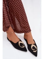 Dámské pantofle Mule s ozdobným zlatým detailem Černé Galvella