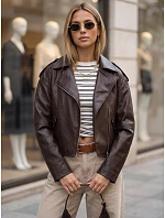 Dámská bunda ve stylu „ramones“ z ekologické kůže, hnědá, FashionStreet TY5920