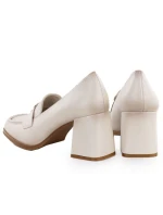 Dámské mokasíny na podpatku béžové Potocki SZ12783