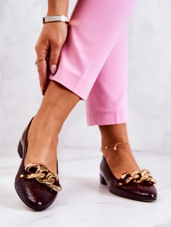 Kožené Lakovaný lodičky z hadí kůže kaštanové Elissabeth