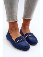 Lesklé Dámské Mokasíny S Řetízkem Modré Aredilla