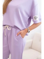 Dámský viskózový komplet s krátkým rukávem a nohavicemi světle fialová