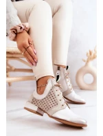 Kožené kozačky Maciejka 05541-25 Světle béžová