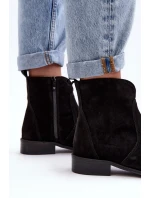 Kožené dámské boty na zip černé Nicole 2829