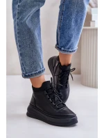 Lehké Kožené Sportovní Boty Na Platformě Artiker 55C1041 Černé