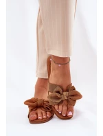 Ploché Dámské Pantofle S Mašlí Camel Tobin