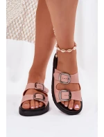 Dámské Pantofle S Přezkami Na Platformě Růžové Elamas