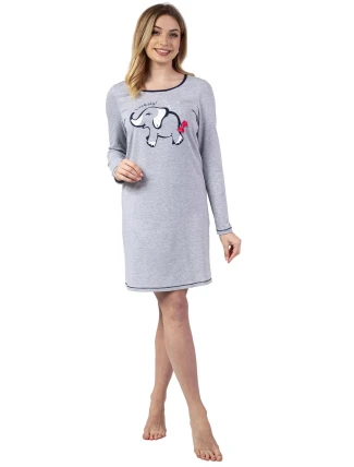Dámská noční košilka 142 Šedá s potiskem - REGINA Dámská noční košilka 142 Šedá s potiskem - REGINA