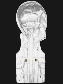 Puchowy bezrękawnik damski z kapturem Goodlookin biały (B8600-26)