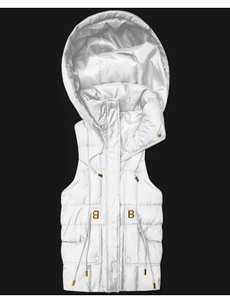 Dámská péřová bunda bez rukávů s kapucí Goodlookin white (B8600-26)