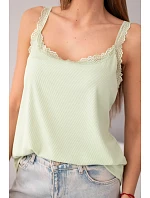 Dámský top na ramínkách s krajkovým zakončením mentolová Dámský top na ramínkách s krajkovým zakončením mentolová