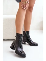 Lakované Boty Na Podpatku Zateplené Černé MR880-093