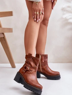 Dámské Kožené Botky Na Zip Hnědé Lewski 3435