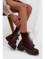 Dámské trapery boty z eko kůže čokoládové Bellora