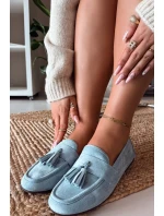 Dámské mokasíny s plochou podrážkou a třásněmi, modré Marilisse