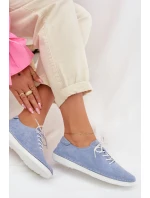 Dámské polobotky z přírodního semiše LR61-7080 Modré