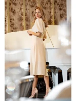 S400 Šaty s puff rukávy - krémové S400 Šaty s puff rukávy - krémové