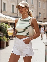 Dámský pruhovaný bavlněný top STELLA MAE white FashionStreet RY2271 Dámský pruhovaný bavlněný top STELLA MAE white FashionStreet RY2271