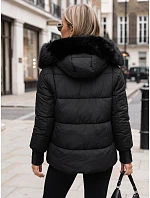 Dámská prošívaná bunda s kožešinovou kapucí, černá, FashionStreet TY5892 Dámská prošívaná bunda s kožešinovou kapucí, černá, FashionStreet TY5892