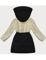 Černo-ecru bunda pro přechodné období z různých spojených materiálů  (WD2351)