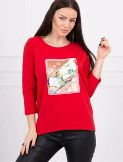 Halenka s 3D grafikou ptáka červená